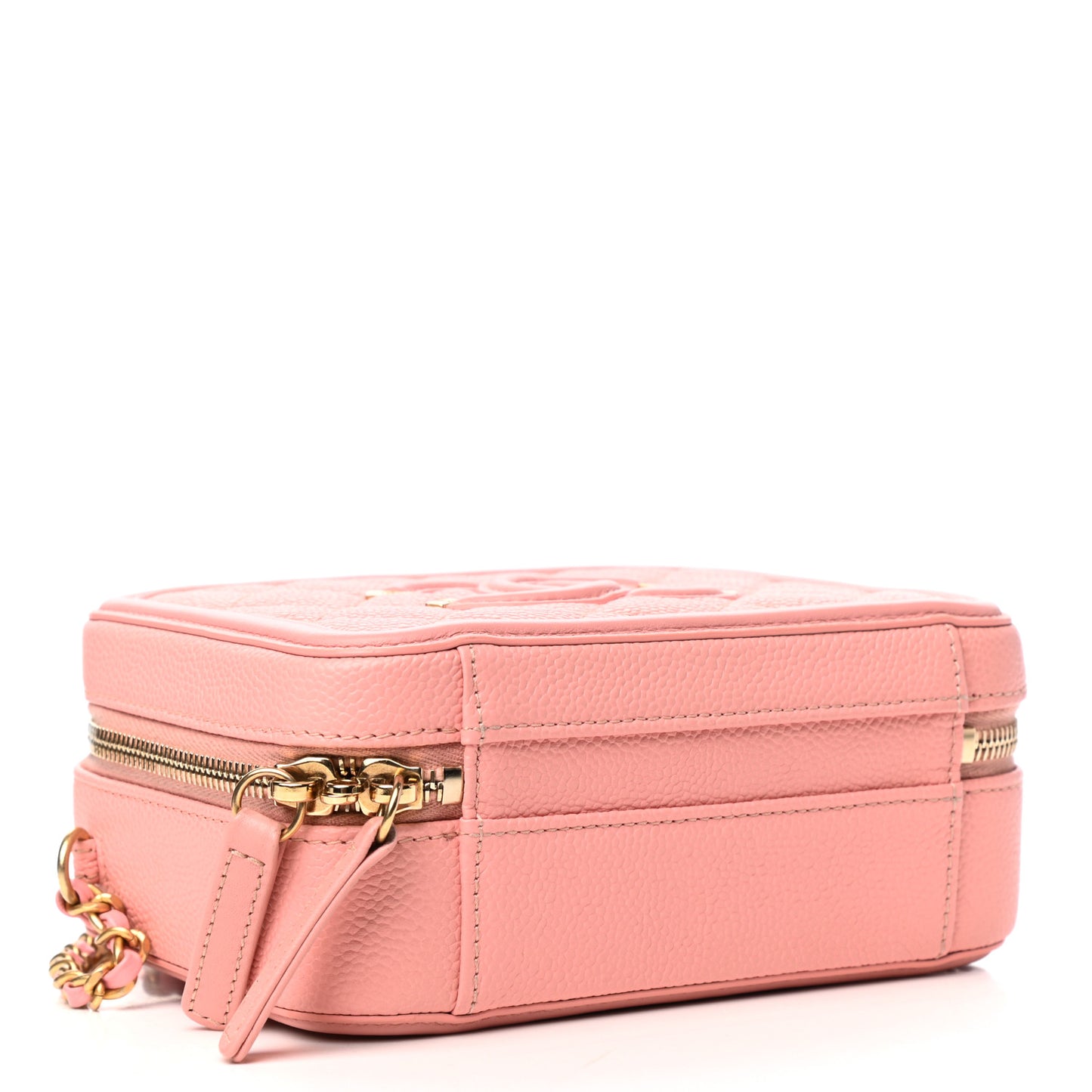 Caviar Quilted Small CC Filigree Vanity Case Rose Pink