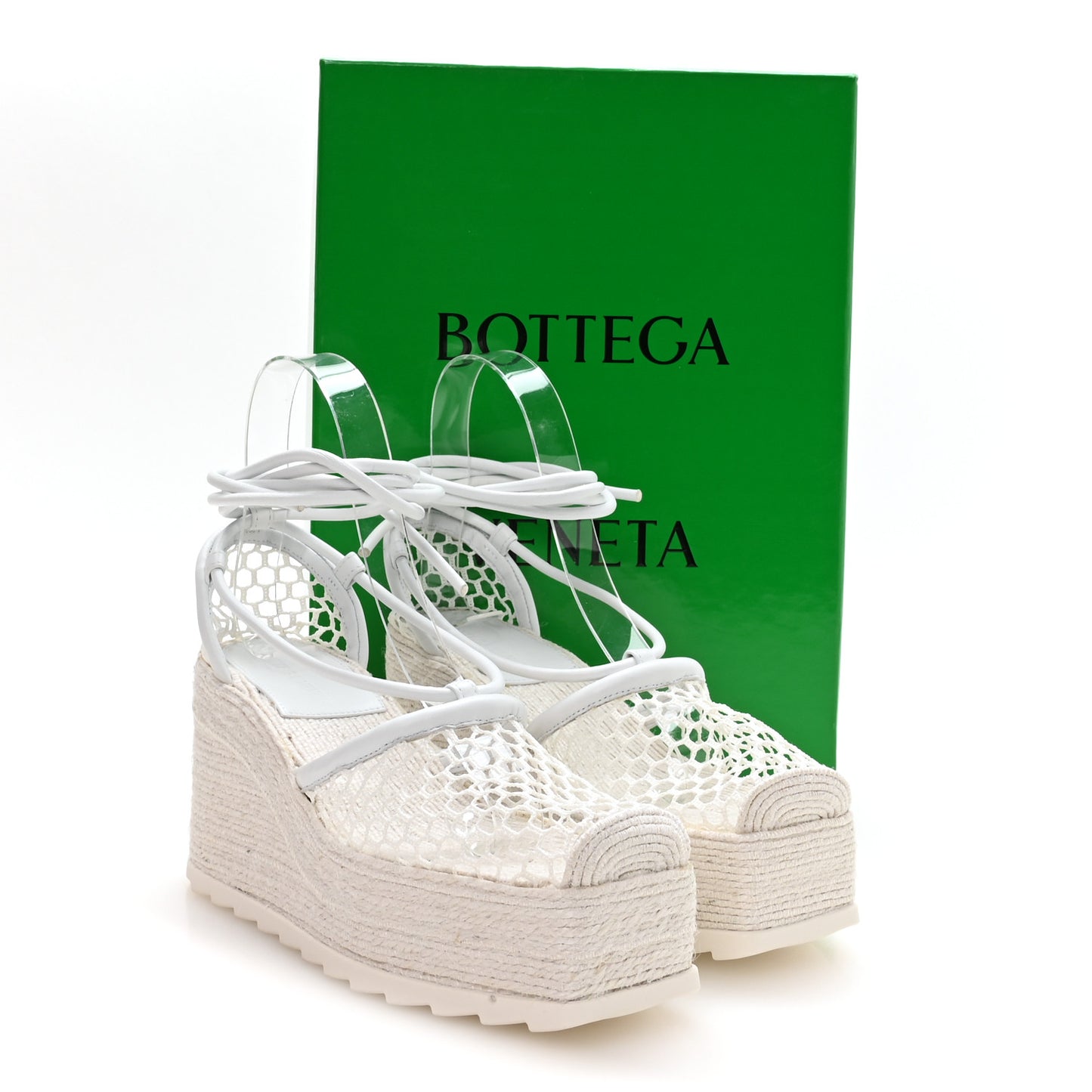 Mesh Lambskin Sporty Web Stretch Ankle Tie Espadrilles 35 Optic White