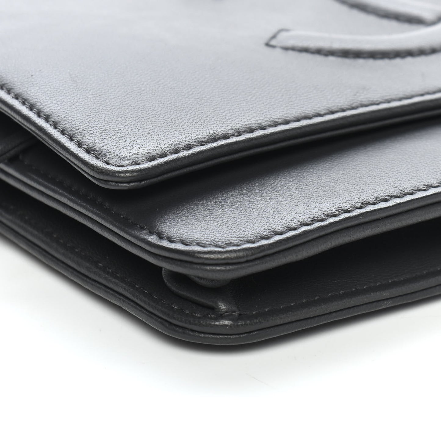 Lambskin Timeless CC Wallet On Chain WOC Grey