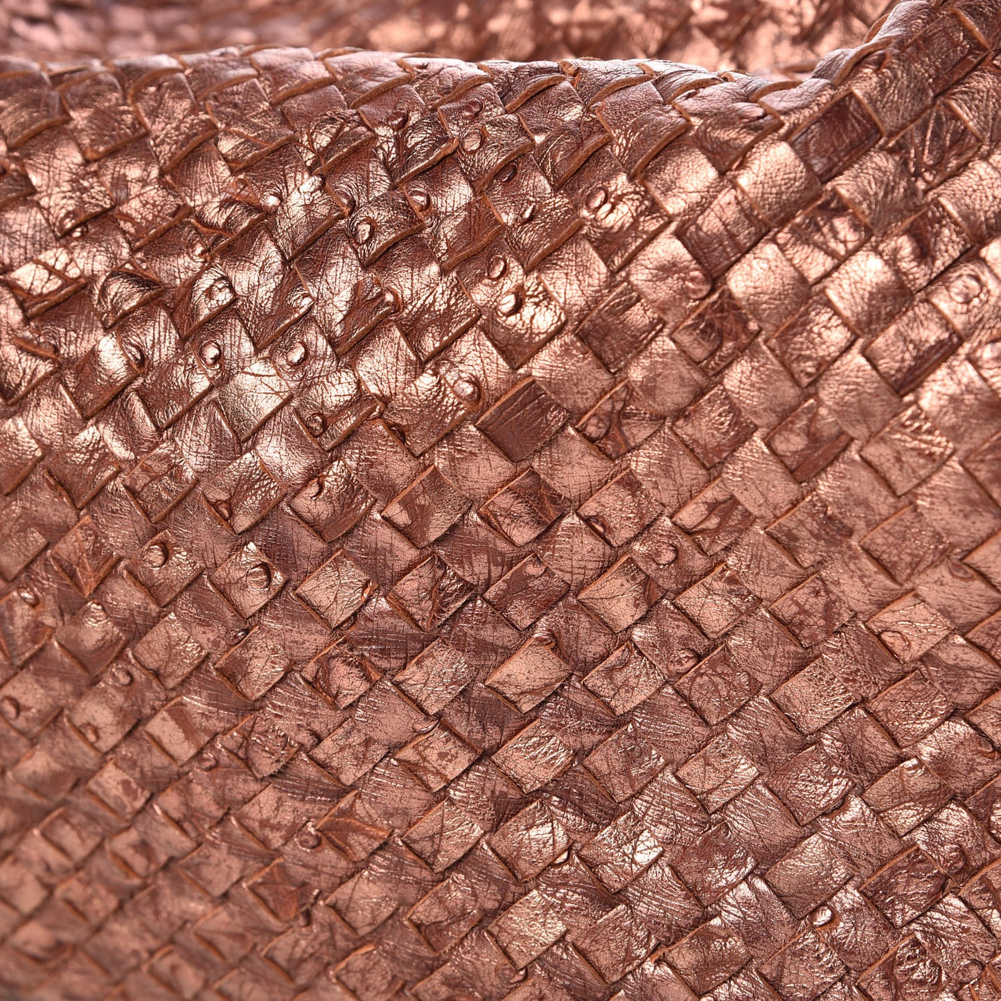 Metallic Ostrich Intrecciato Hobo Copper