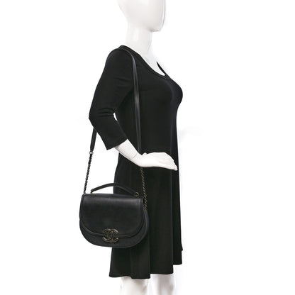 Chanel Shiny Calfskin Goatskin Quilted Medium Coco Curve Messenger Flap Black 2 of 9