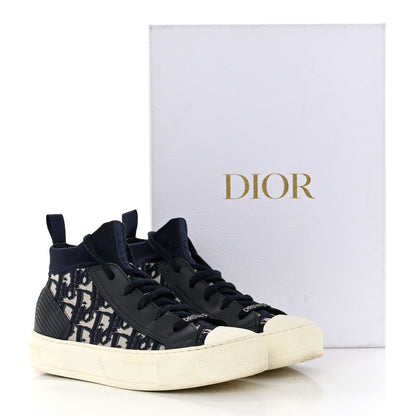 Christian Dior Technical Knit Calfskin Oblique Womens Walk'n Dior Mid Top Sneakers 35 Deep Blue 8 of 8