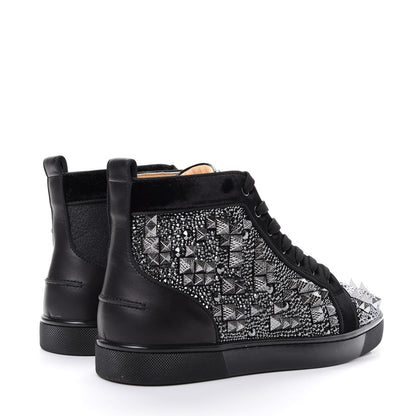 Christian Louboutin Calfskin Velvet Strass Mens Louis Spikes Flat Sneakers 41 Black 4 of 11