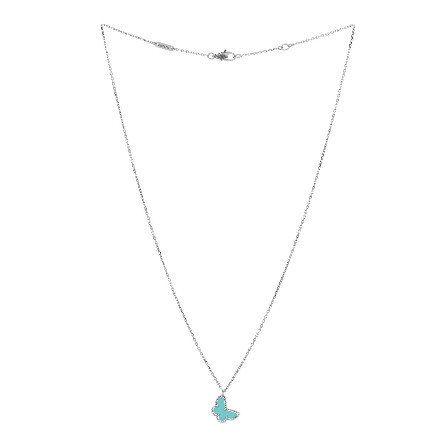 Van Cleef & Arpels 18K White Gold Turquoise Sweet Alhambra Butterfly Pendant Necklace 2 of 3