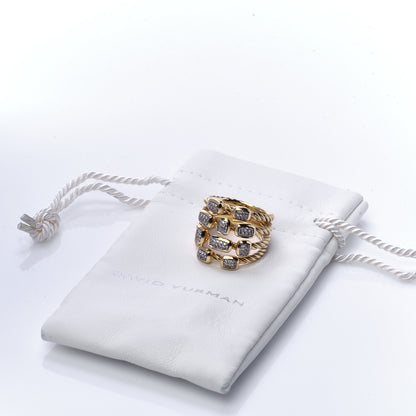 David Yurman 18K Yellow Gold Diamond Four Row Confetti Ring 54 7 6 of 6