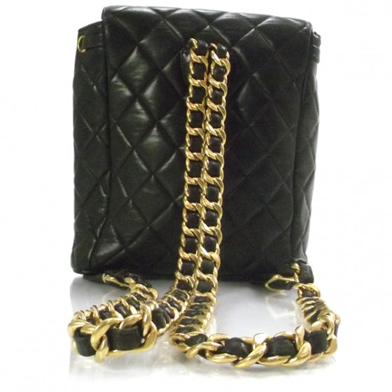 Lambskin Quilted Backpack Black