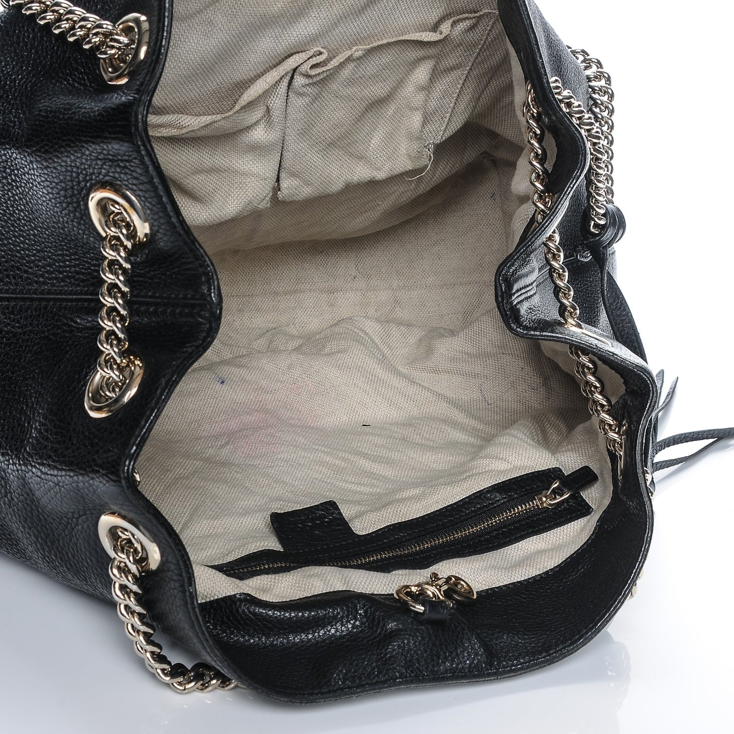 Pebbled Calfskin Large Soho Chain Shoulder Bag Black