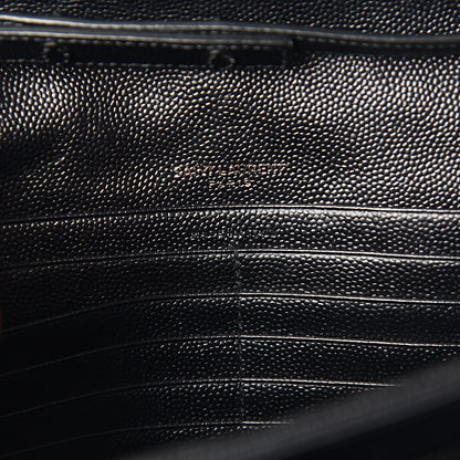 Saint Laurent Grain De Poudre Matelasse Chevron Monogram Chain Wallet Black 5 of 10