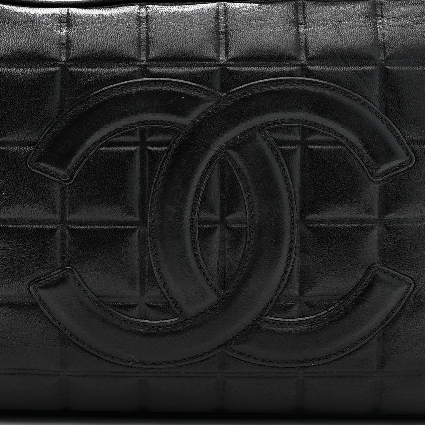 Lambskin Quilted Medium Chocolate Bar Shoulder Bag Black