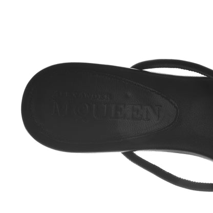 Alexander McQueen Calfskin Margareth Skull Thong Sandals 37 Black 9 of 10