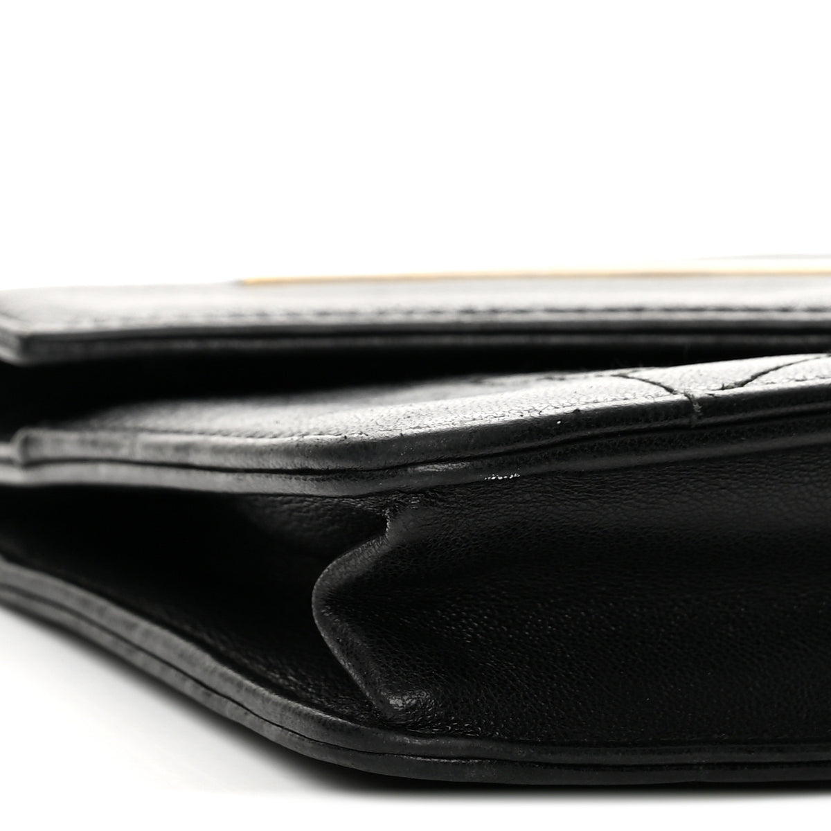 Chanel Lambskin Chevron Quilted Wallet On Chain WOC Black 10 of 13