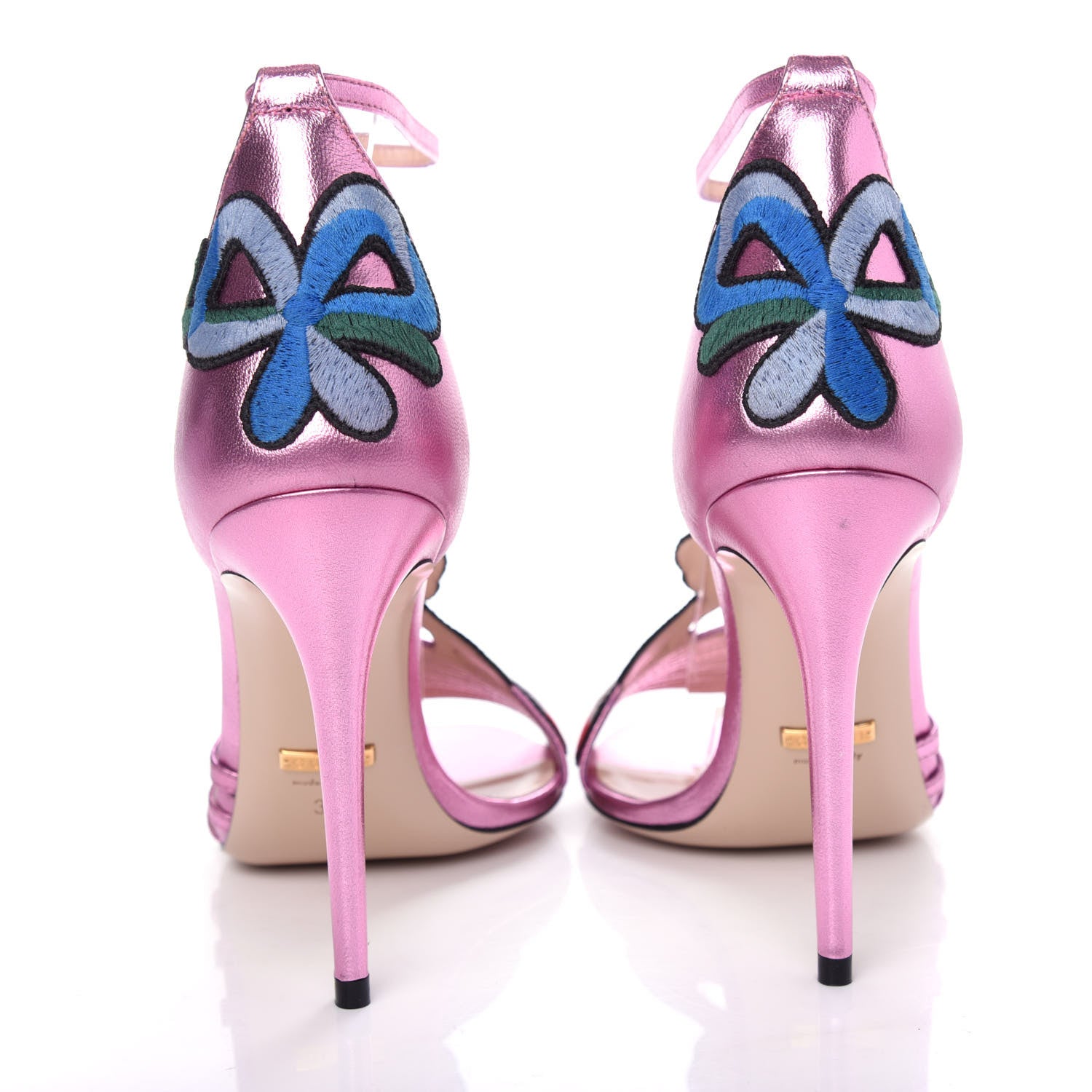 Gucci Metallic Nappa Ophelia High Heel Sandals 37 Rosa 7 of 10