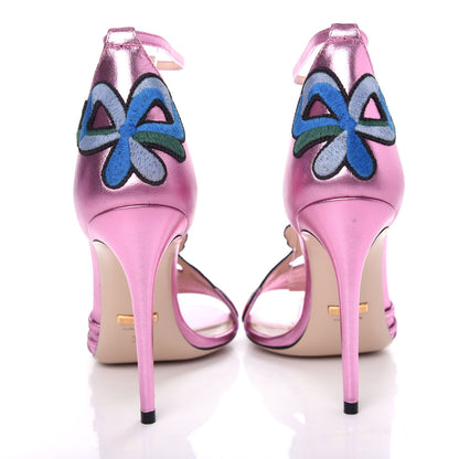 Gucci Metallic Nappa Ophelia High Heel Sandals 37 Rosa 7 of 10