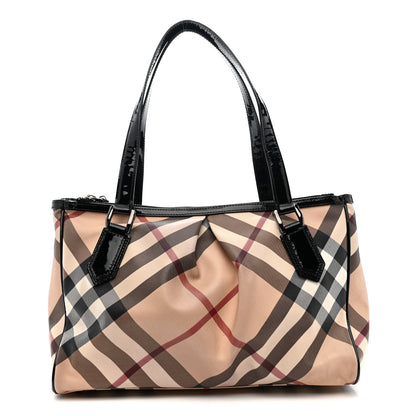 Burberry Patent Trim Supernova Check Medium Melbury Tote Black 1 of 13