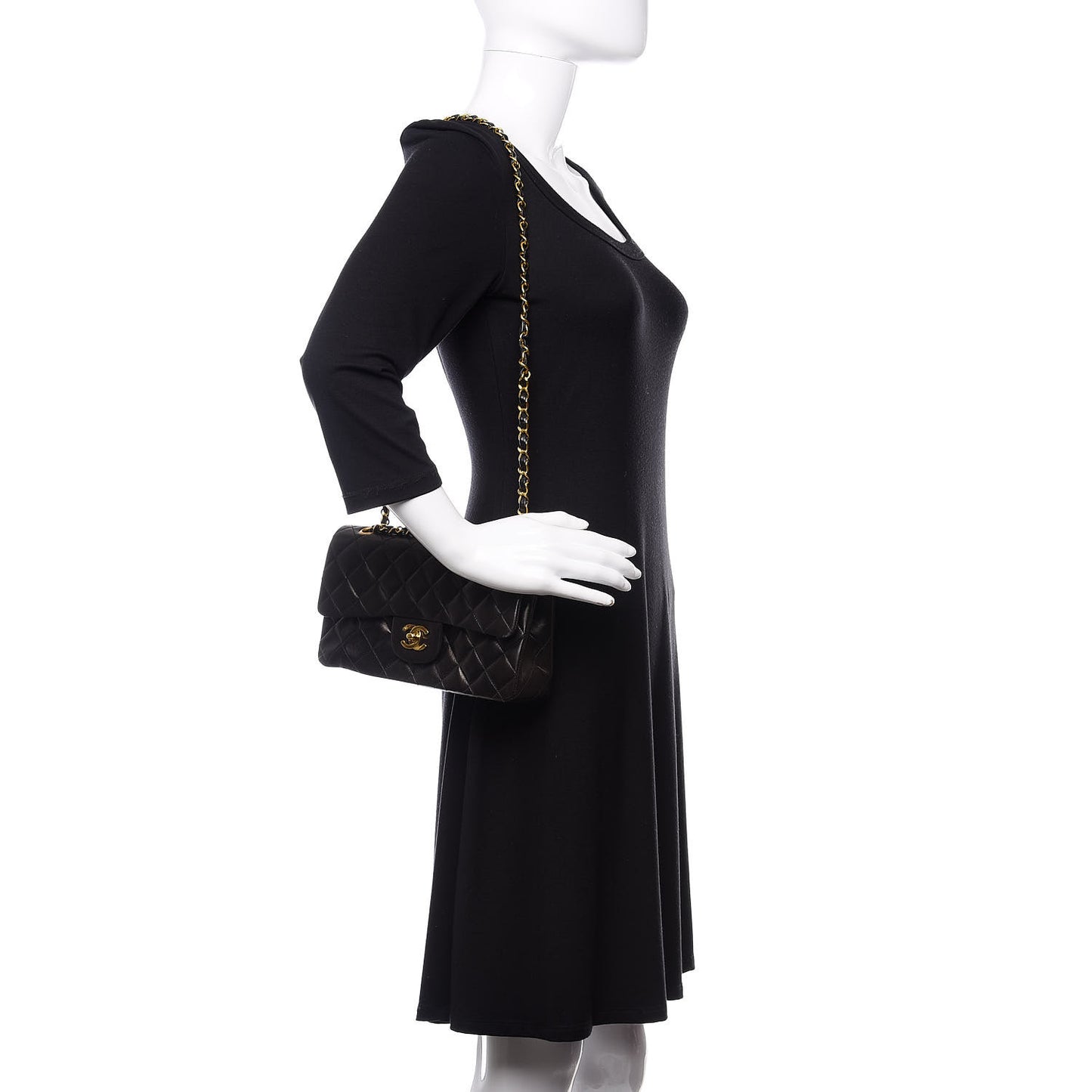 Lambskin Quilted Small Double Flap Black