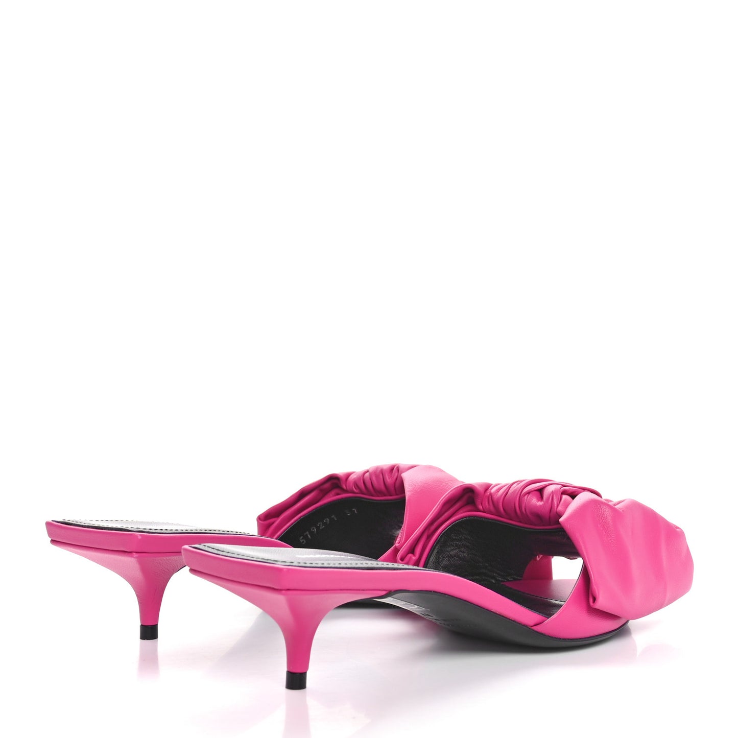 Soft Nappa Square Knife Bow Mule Sandals 37 Magenta Pink