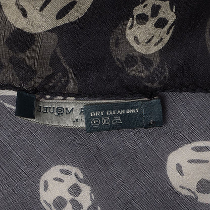Alexander McQueen Silk Chiffon Skull Scarf Black Ivory 5 of 6