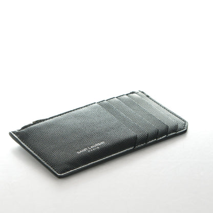 Saint Laurent Grained Calfskin 5 Fragments Zip Pouch Card Holder Black 4 of 7
