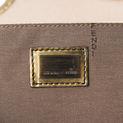 Fendi Metallic Leather Canvas B Bis Flap Bag Ivory 9 of 9