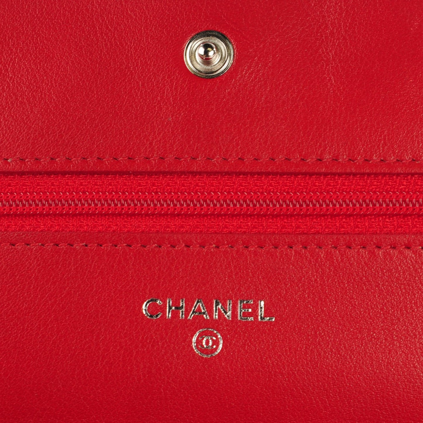 Patent Camellia Embossed Wallet On Chain WOC Dark Red
