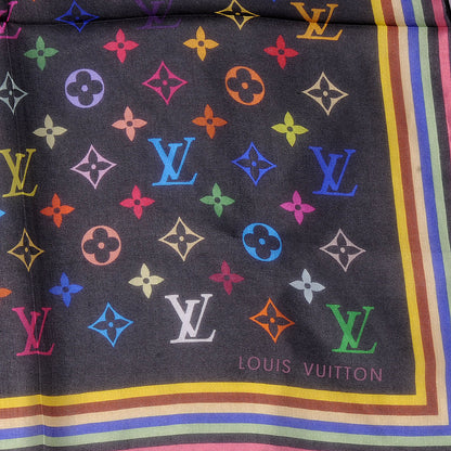 Louis Vuitton Silk Monogram Multicolor Square Scarf Black 1 of 5