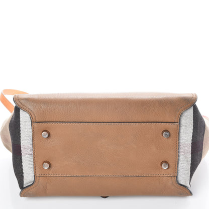 Burberry Mega Check Grained Calfskin Medium Harcourt Satchel Saddle Brown 19 of 28