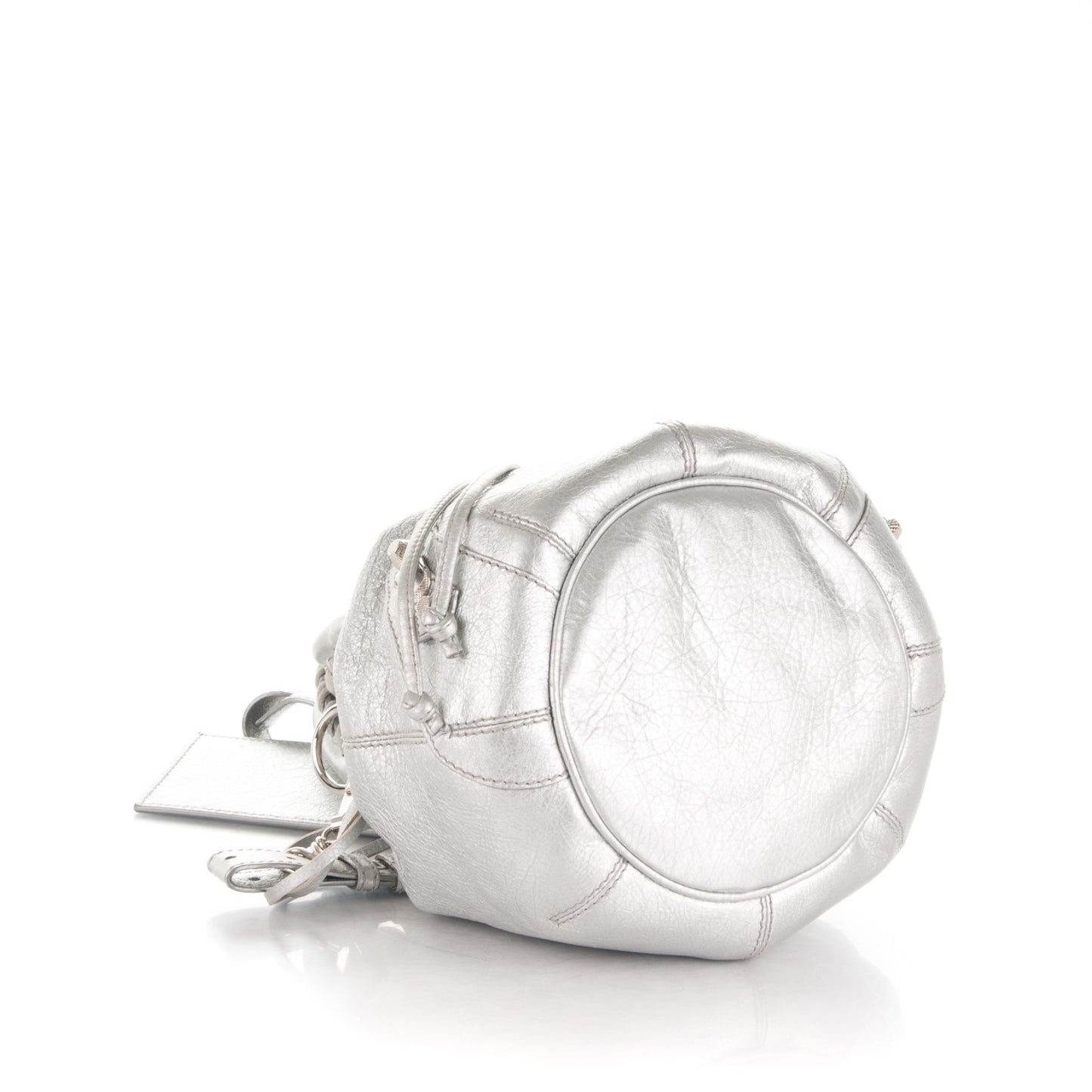 Agneau Giant 12 Silver Hardware Mini Pompon Gris Aluminum
