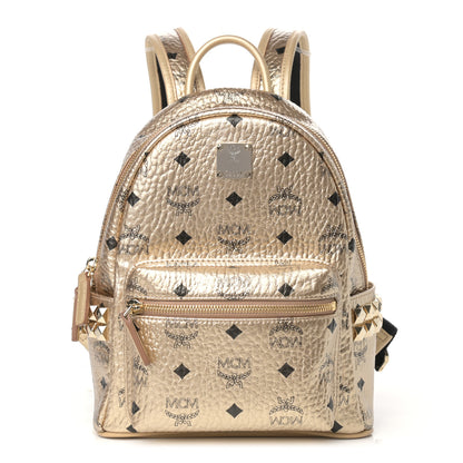 MCM Metallic Visetos Mini Side Stud Stark Backpack Gold 1 of 11