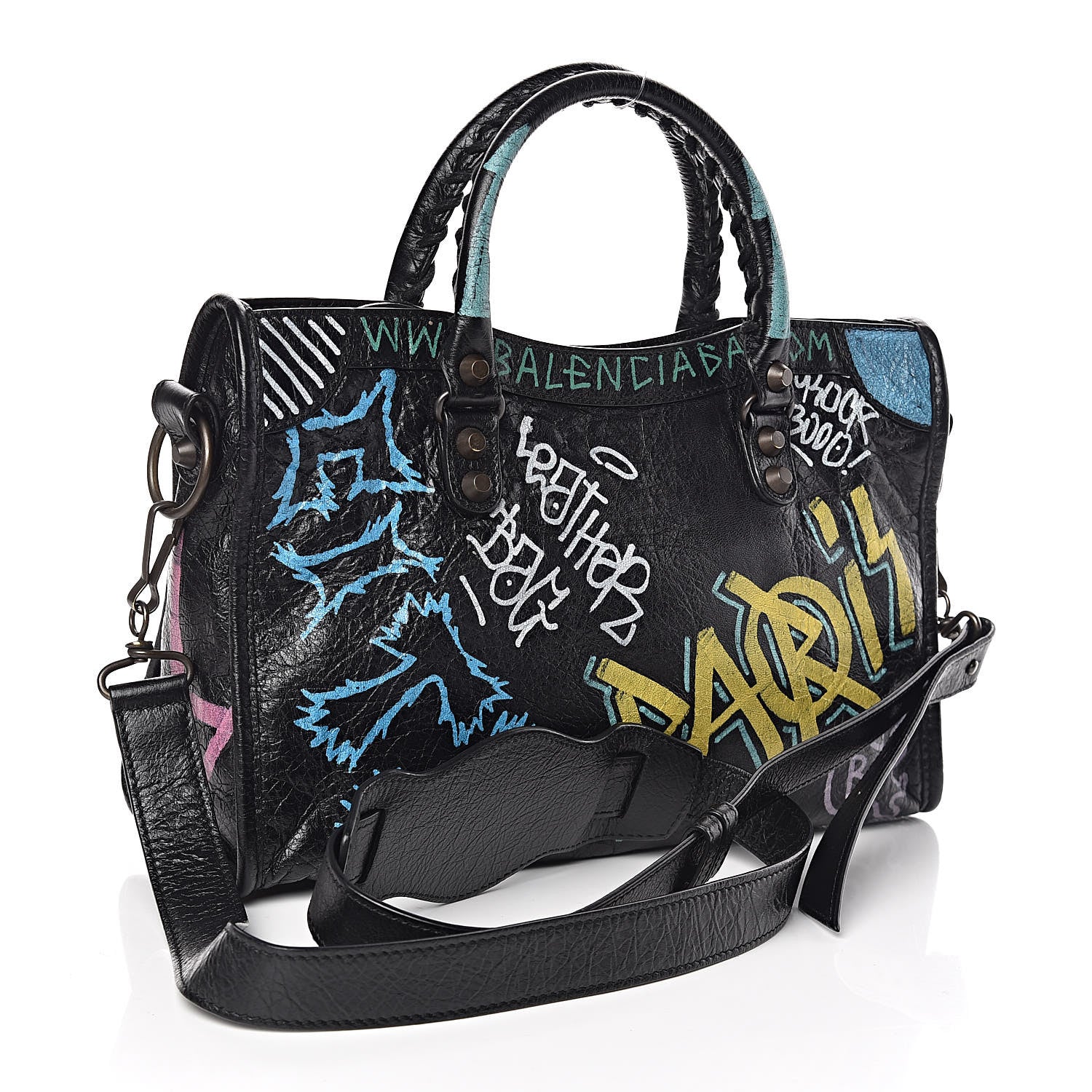 Balenciaga Agneau Graffiti All Over Classic Hardware S City Black Multicolor 3 of 9