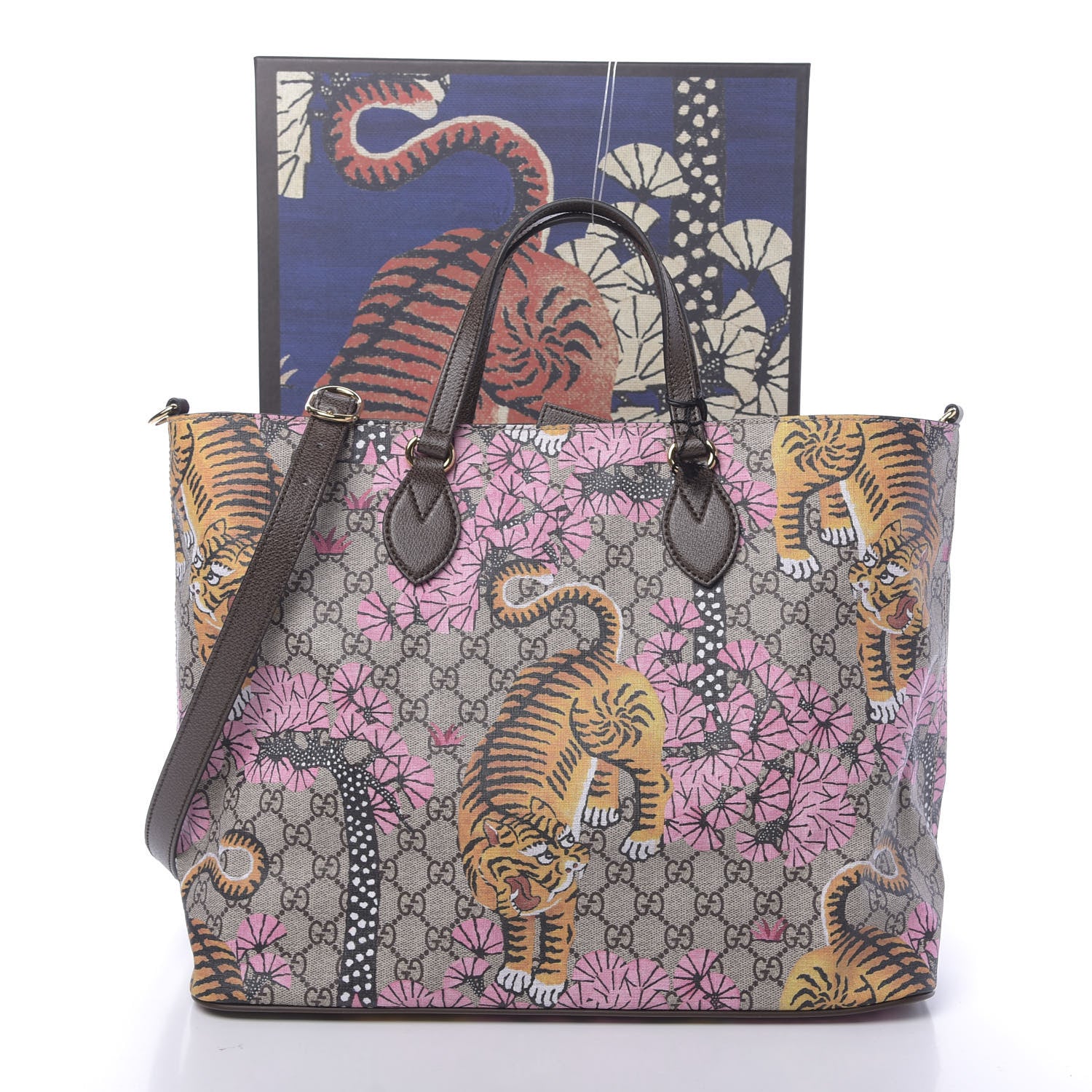 Gucci Soft GG Supreme Monogram Bengal Medium Crossbody Tote Beige Pink 10 of 10