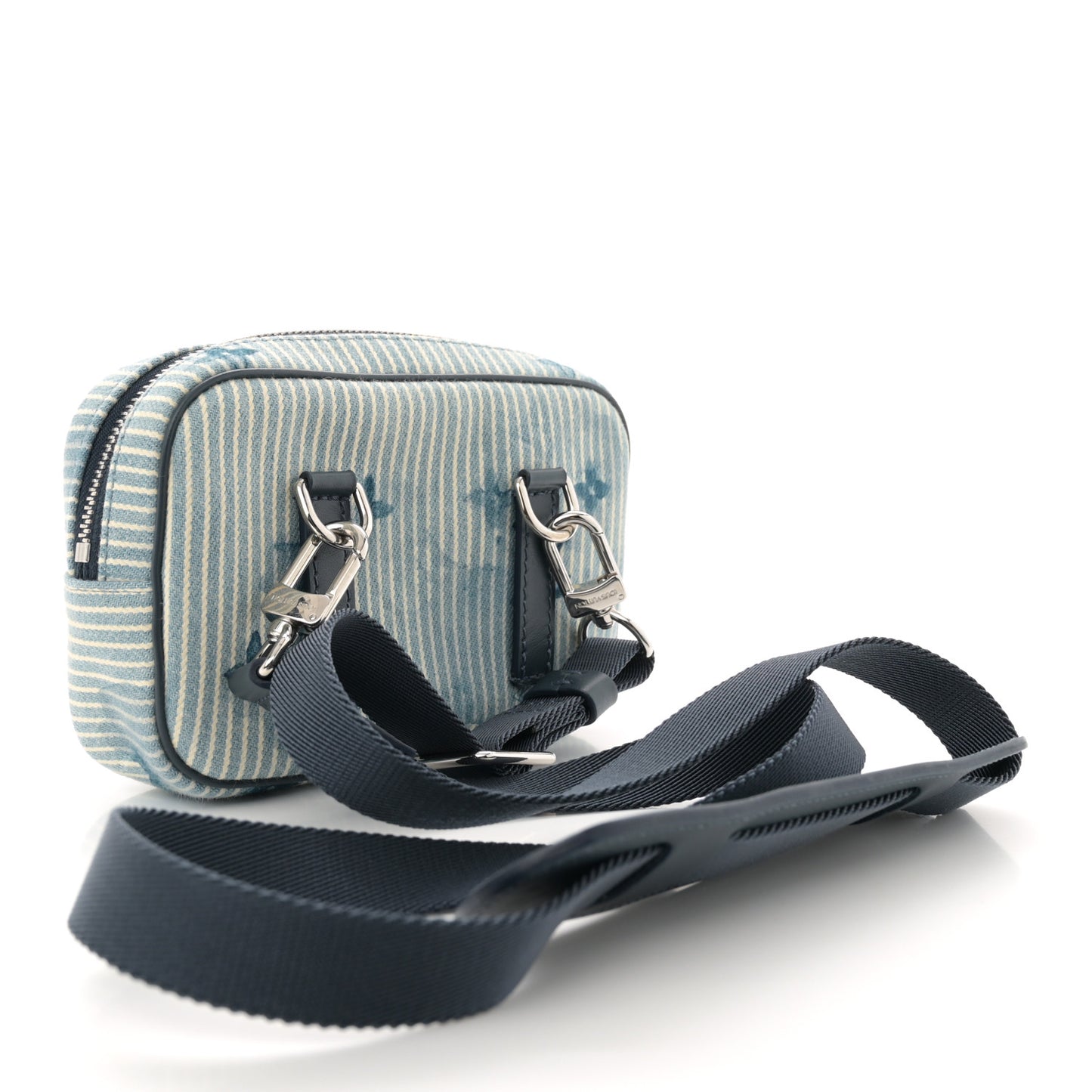 Hickory Stripes Denim Monogram Watercolor Outdoor Pouch Blue