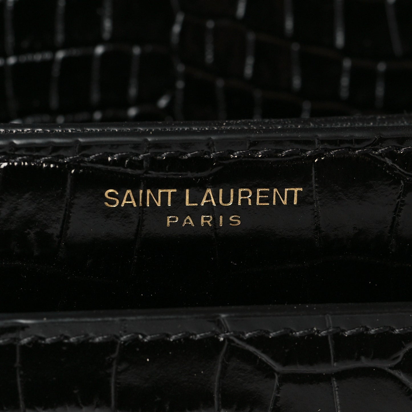 Calfskin Crocodile Embossed Medium Monogram Sunset Black