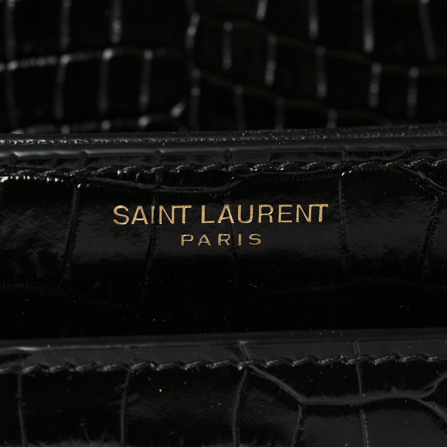 Saint Laurent Calfskin Crocodile Embossed Medium Monogram Sunset Black 6 of 9