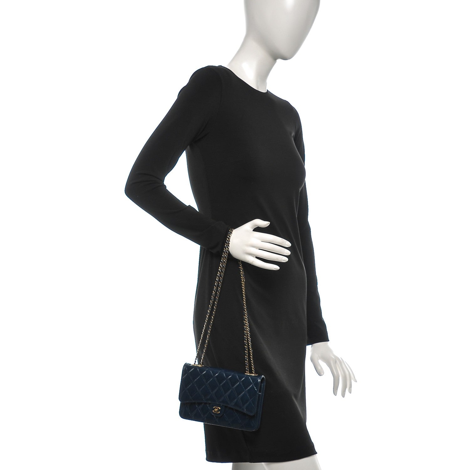 Chanel Patent Goatskin Quilted CC Eyelet Wallet On Chain WOC Blue 2 of 9