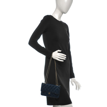 Chanel Patent Goatskin Quilted CC Eyelet Wallet On Chain WOC Blue 2 of 9