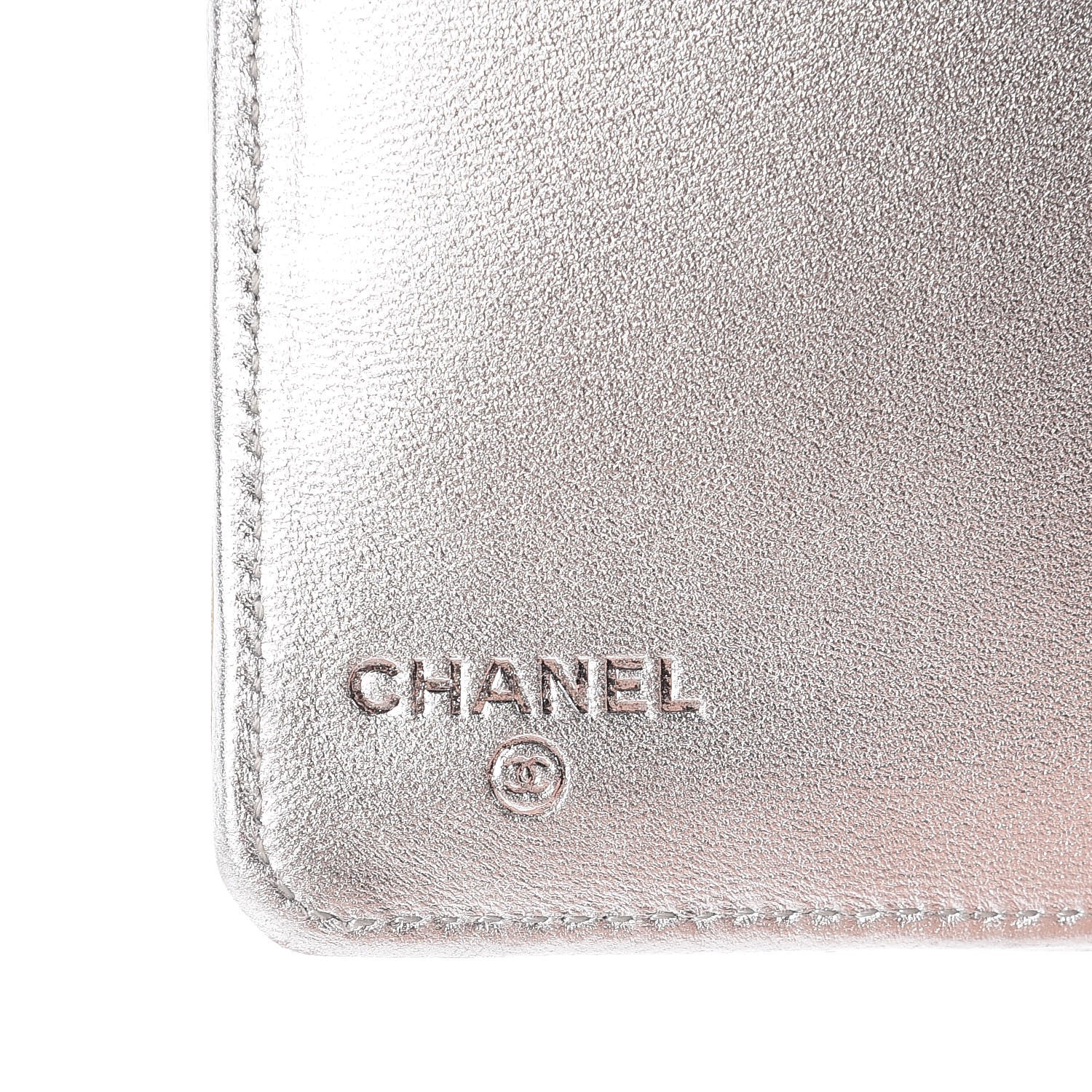 Chanel Metallic Lambskin Quilted Yen Wallet Silver 6 of 19