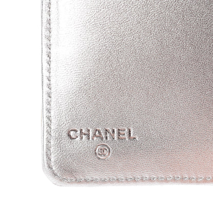 Chanel Metallic Lambskin Quilted Yen Wallet Silver 6 of 19