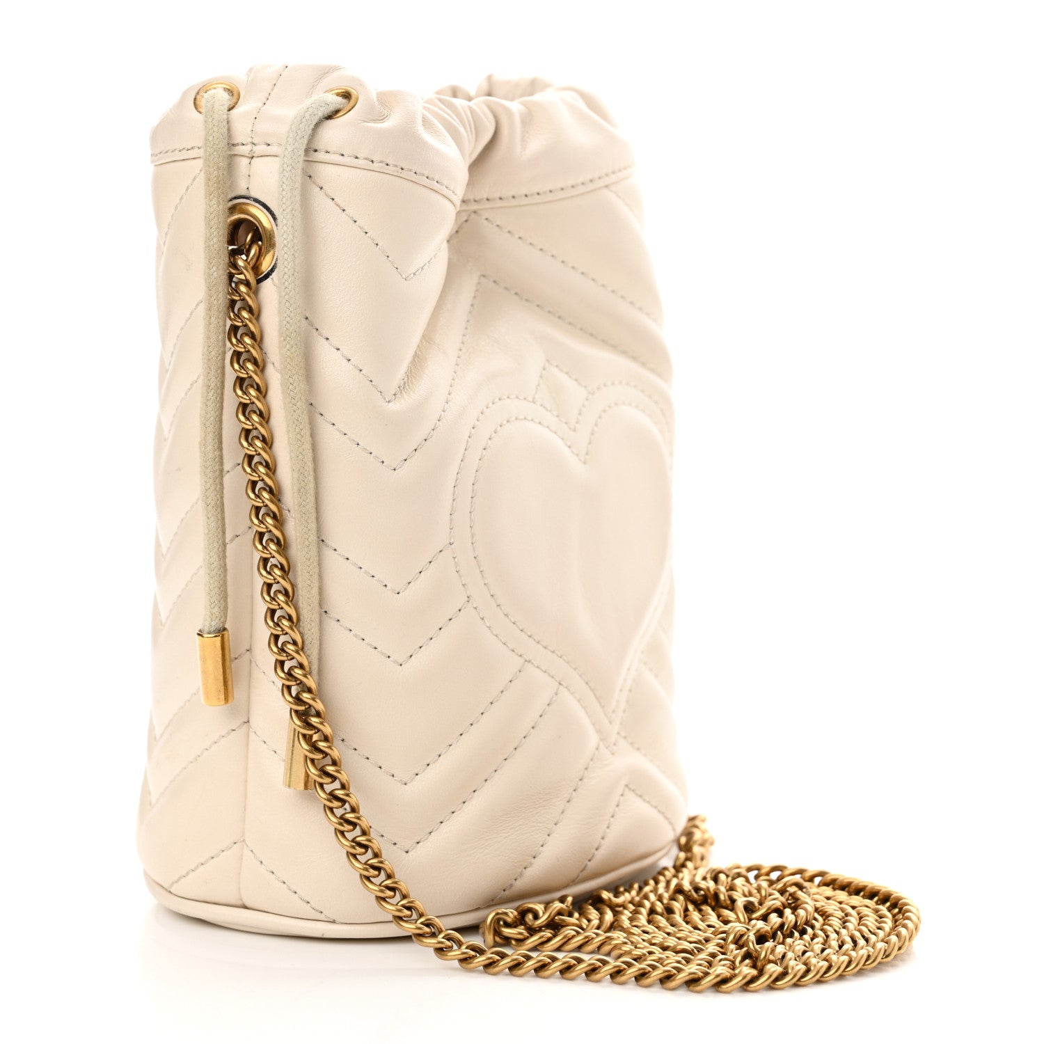 Gucci Calfskin Matelasse Mini GG Marmont 2.0 Bucket Bag White 3 of 15