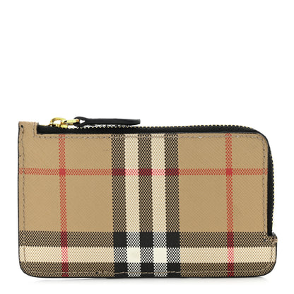 Burberry Check Calfskin Zip Card Case Holder Black 1 of 10