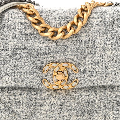 Chanel Tweed Quilted Medium Chanel 19 Flap Grey Ecru 7 of 9