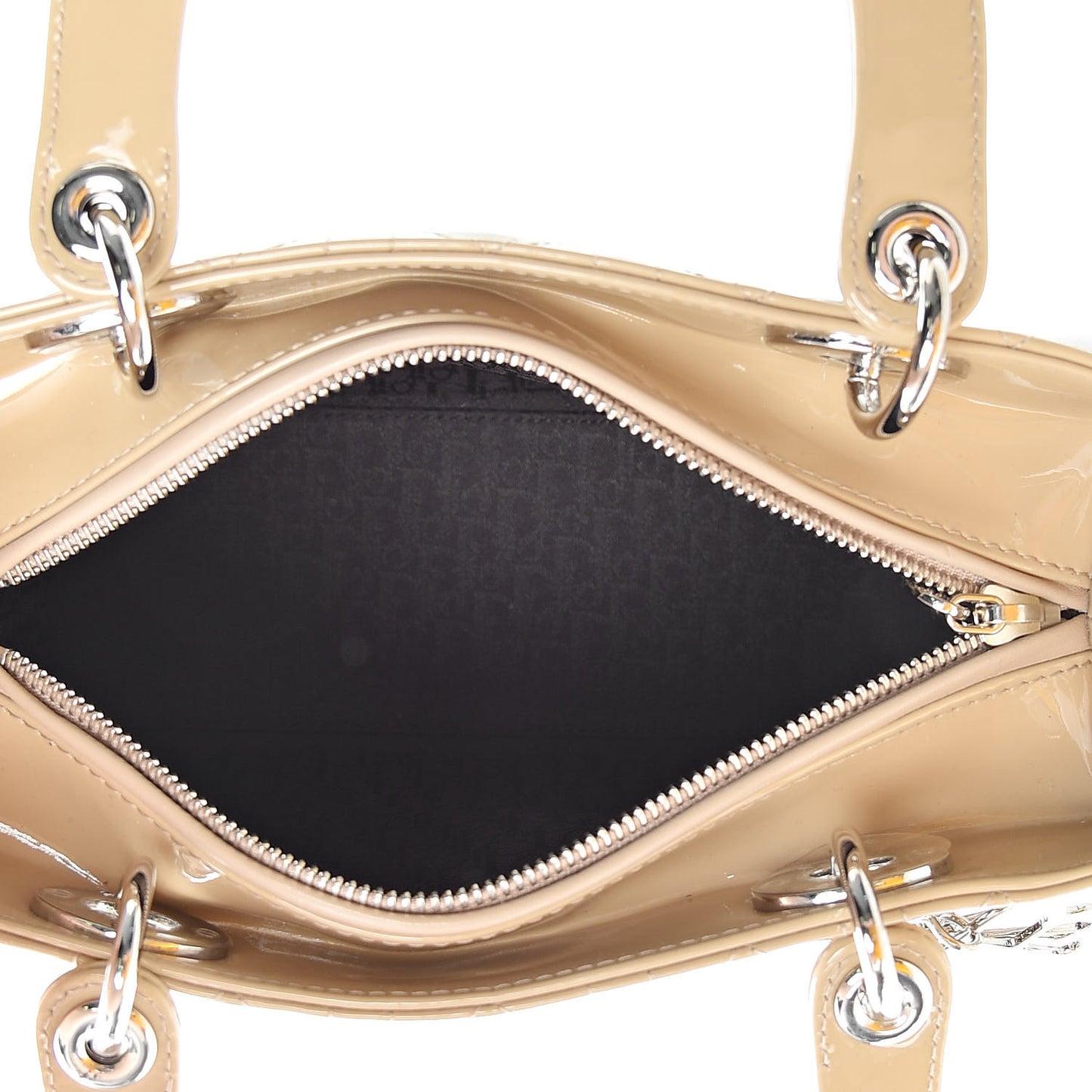 Patent Cannage Medium Lady Dior Beige