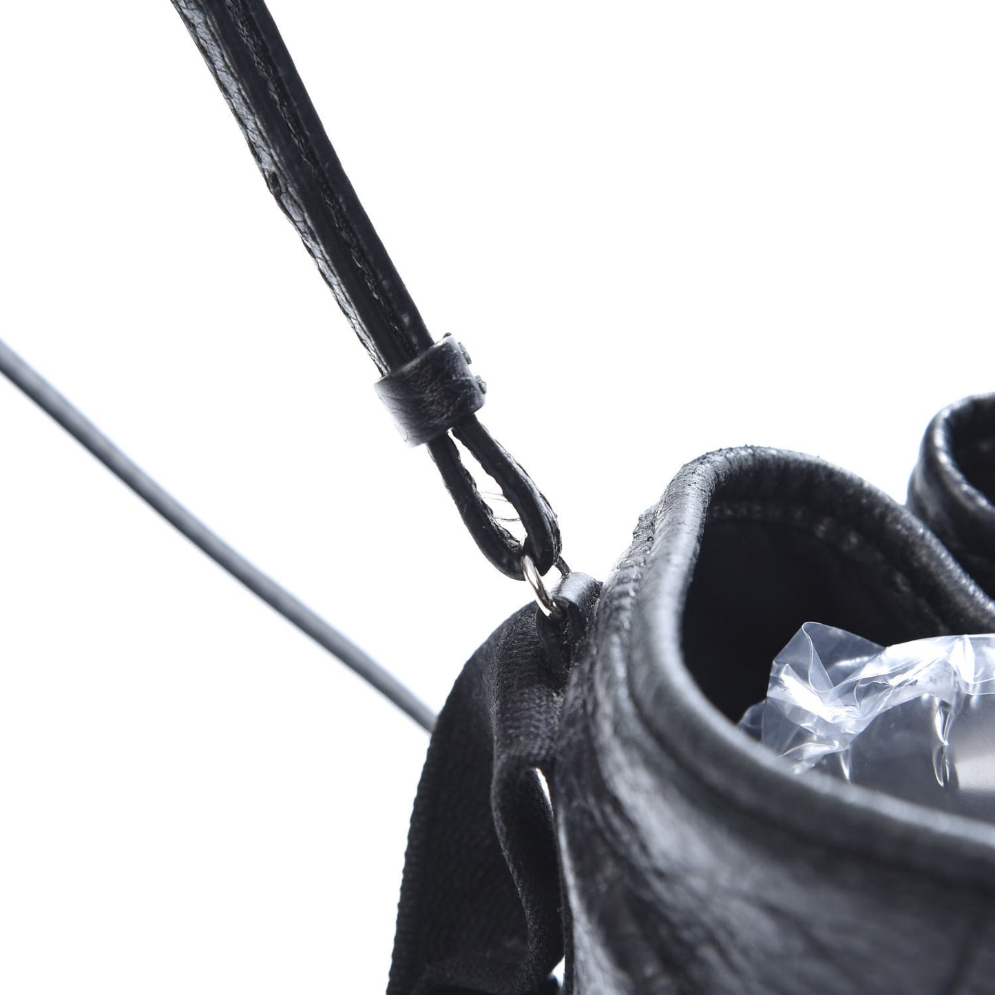 Agneau Stadio Ruban Viscose Navy Cabas Tote XS Black