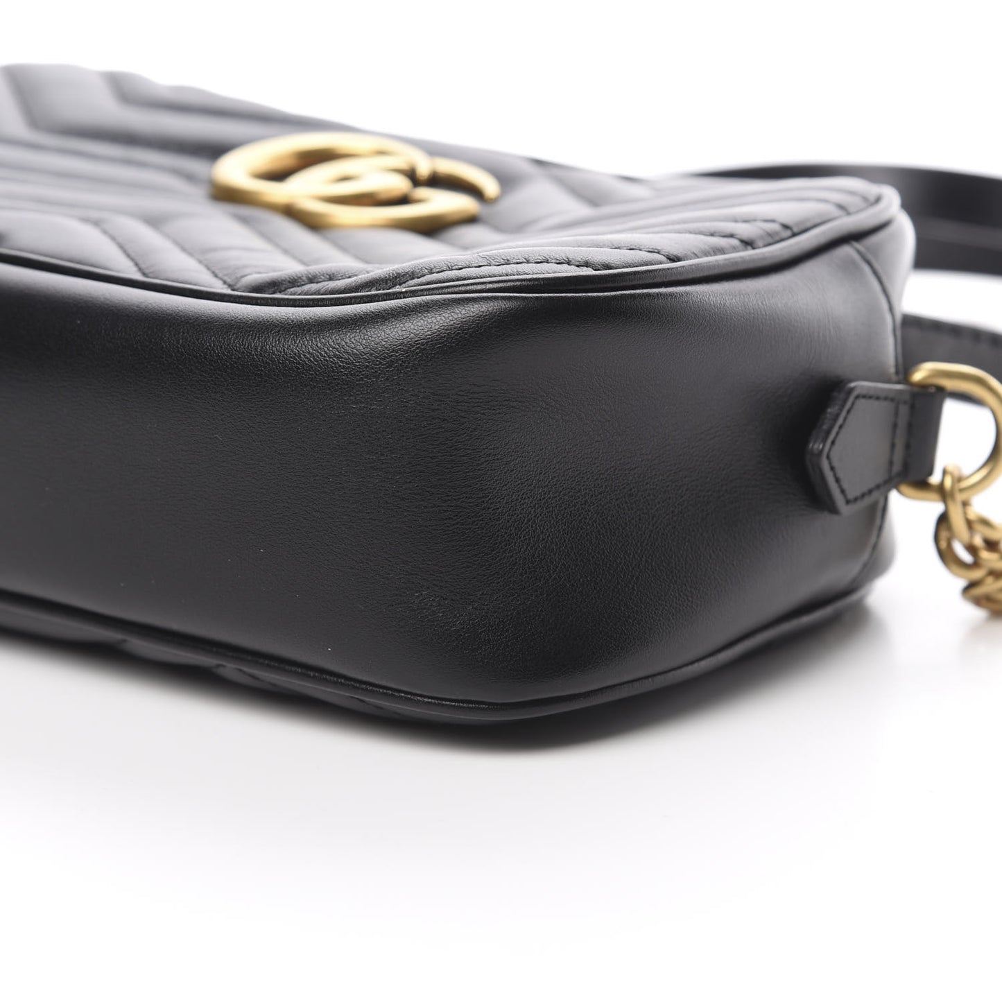 Calfskin Matelasse Small GG Marmont Chain Shoulder Bag Black