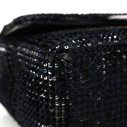 Chanel Sequin Mini Rectangular Single Flap Black Silver 12 of 13
