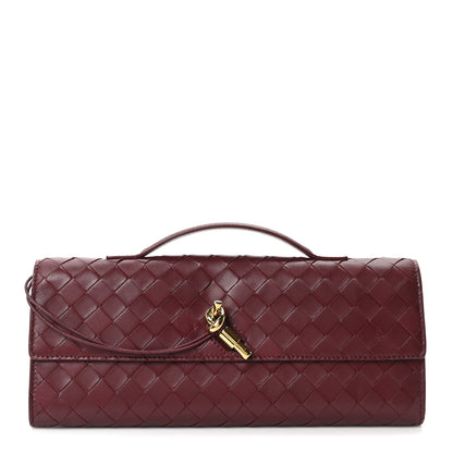 Bottega Veneta Nappa Intrecciato Long Andiamo Top Handle Clutch Barolo 1 of 10
