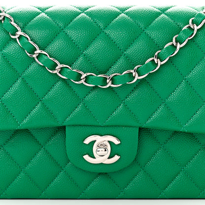 Chanel Caviar Quilted Medium Double Flap Green 8 of 13
