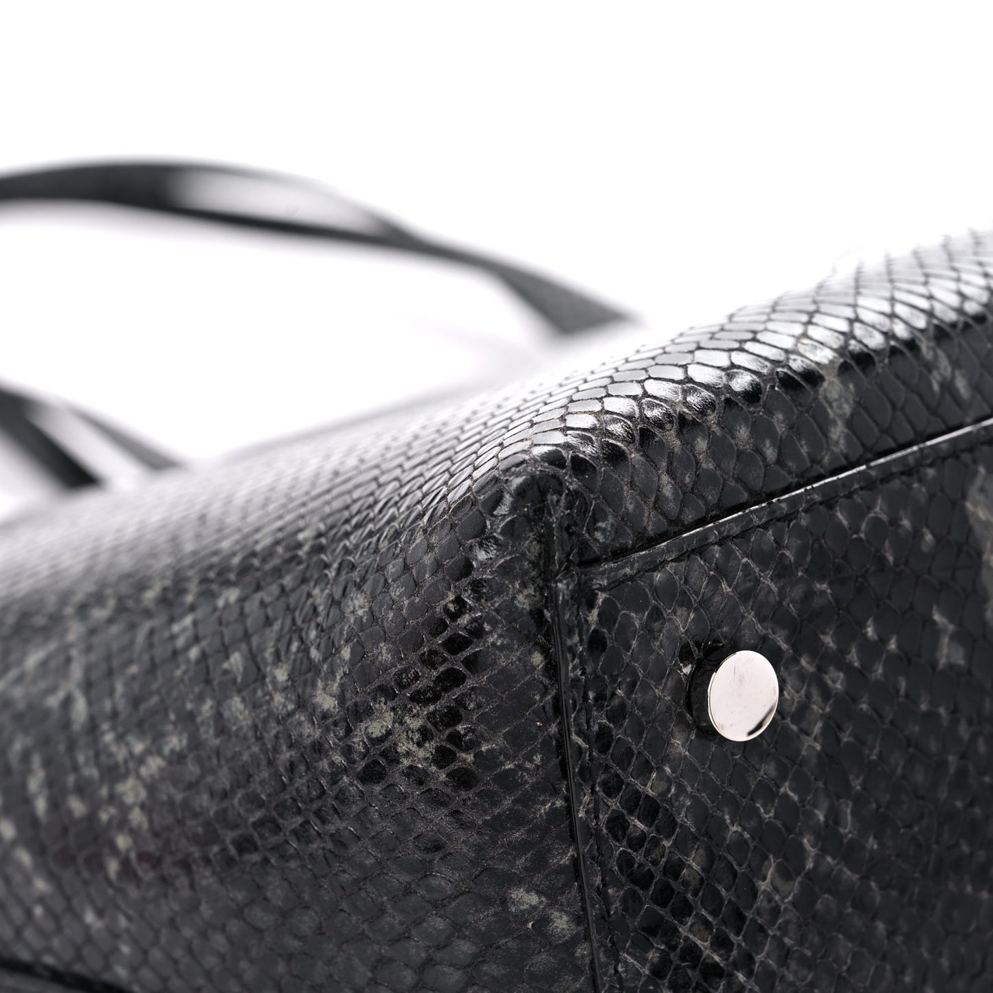 Snakeskin Embossed Calfskin JC Tote Anthracite
