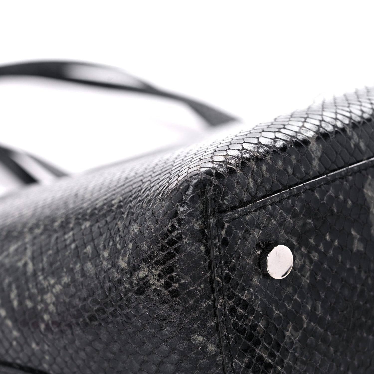 Jimmy Choo Snakeskin Embossed Calfskin JC Tote Anthracite 8 of 13