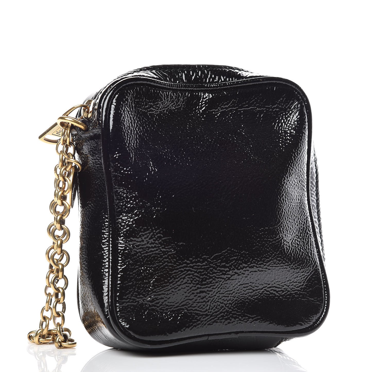 Textured Patent Monogram Mini Wristlet Black