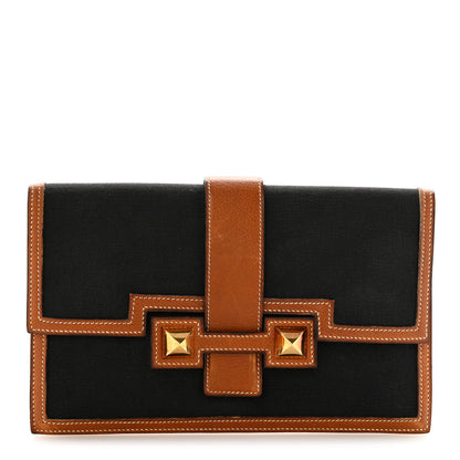 Hermes Canvas Courchevel Medor Clutch Gold Brown 1 of 15